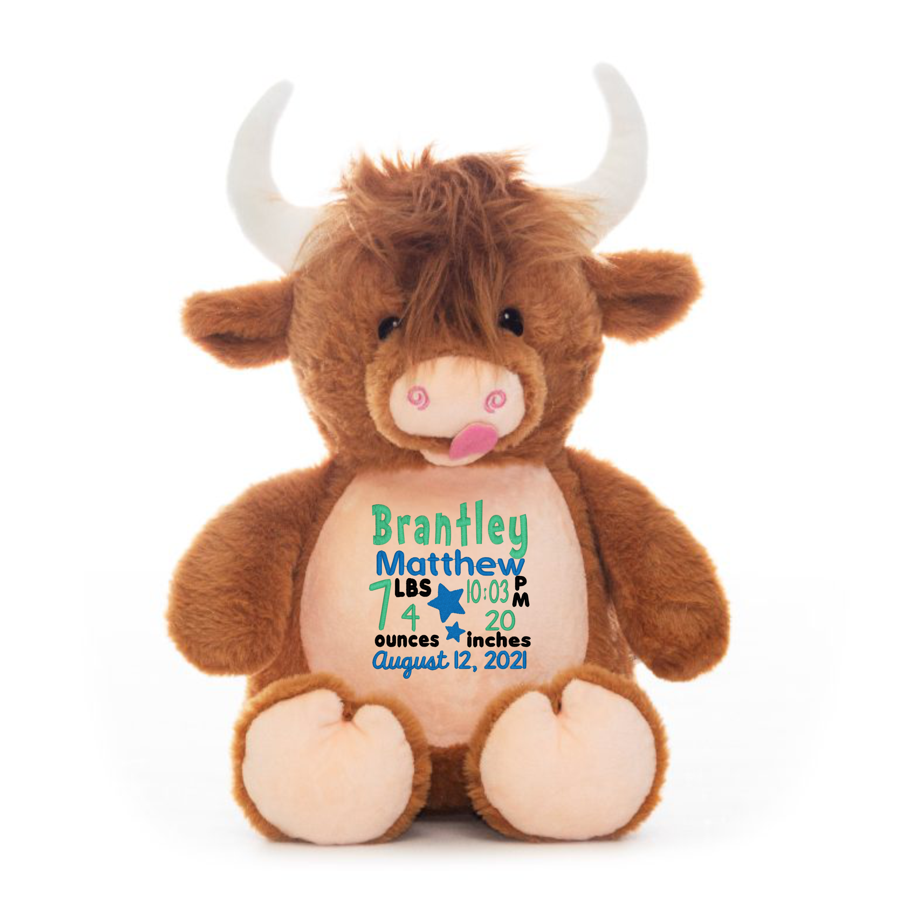 Cubbies™ Highland Cow Stuffie with Custom Embroidery