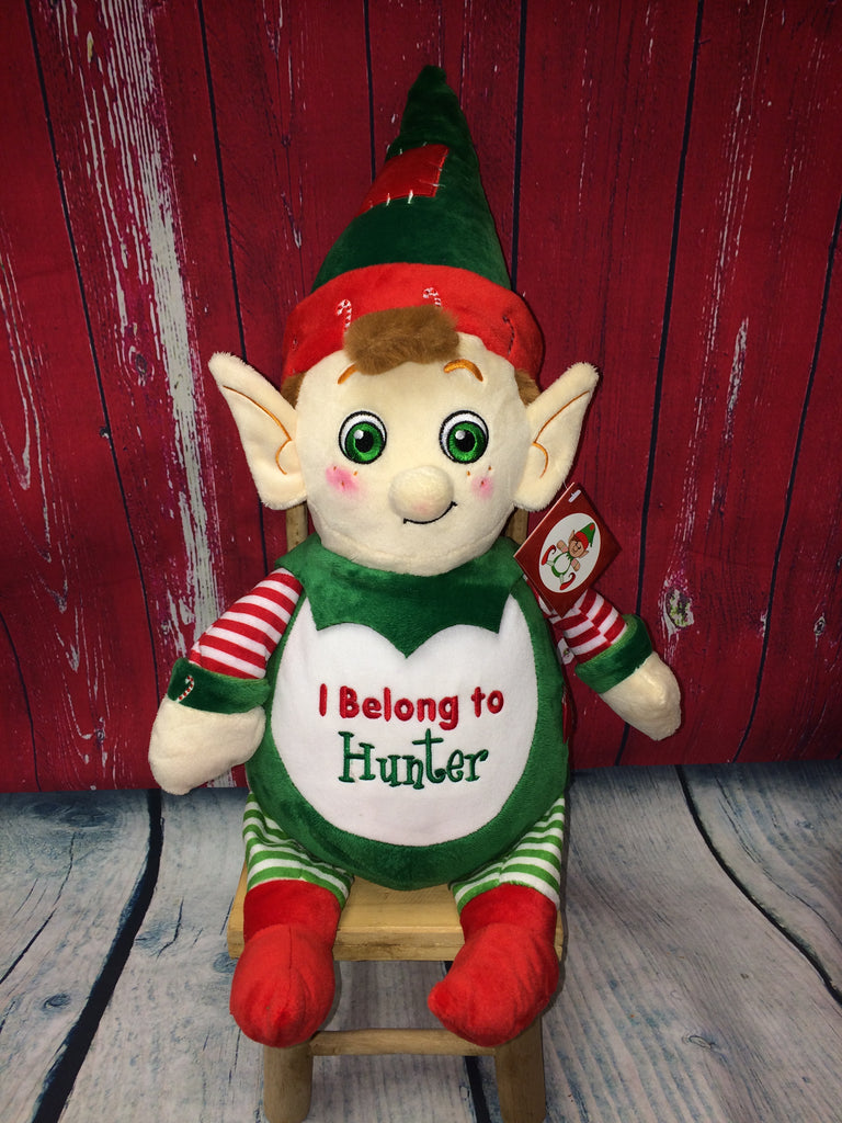 Cubbies™ Green & Red Elf Stuffie with Custom Embroidery