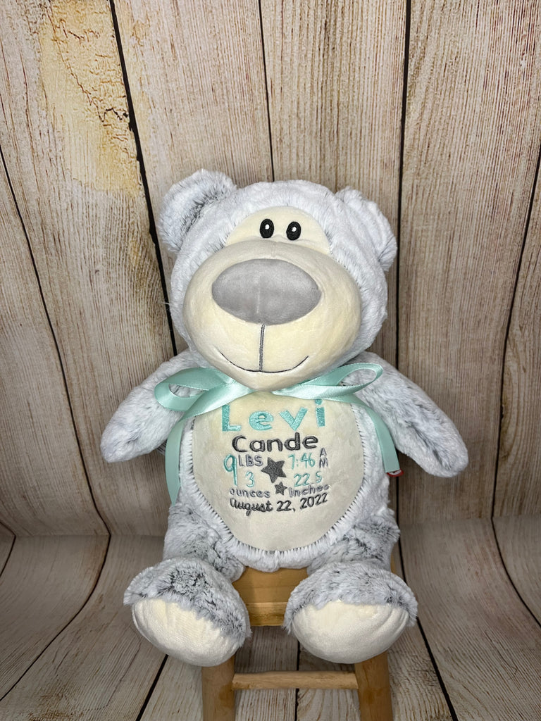 Cubbies™ Light Grey Bear Stuffie with Custom Embroidery