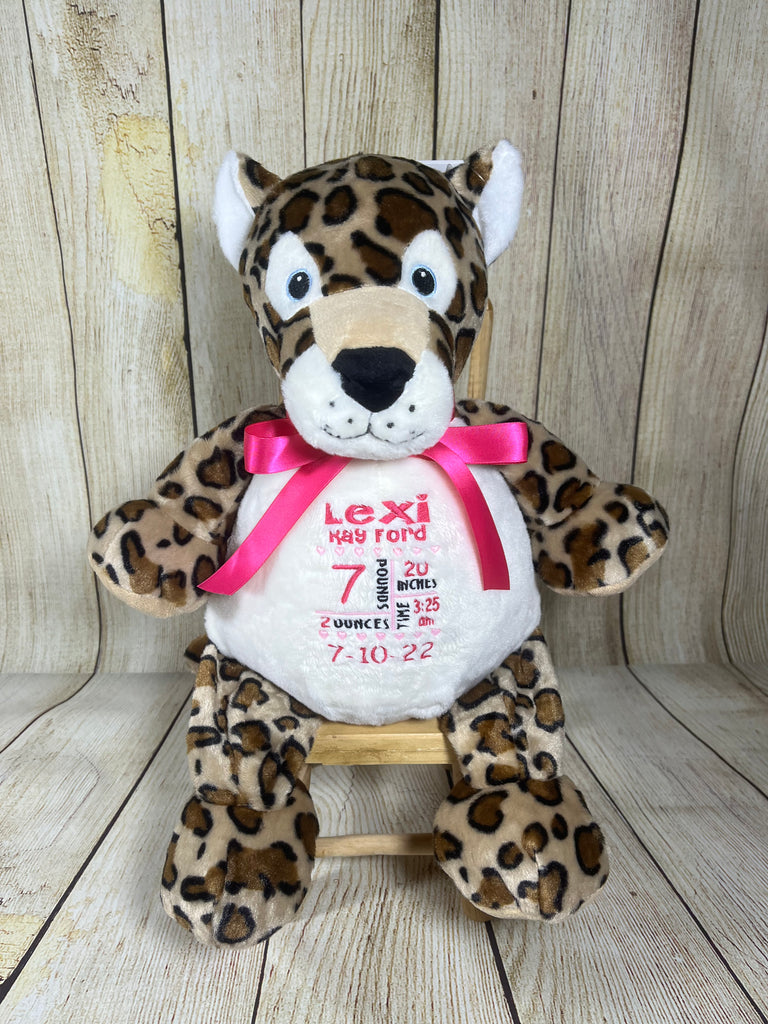 Embroider Buddy Leopard Stuffie with Custom Embroidery