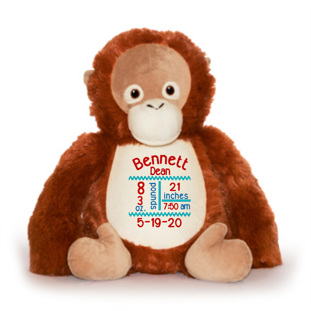 Cubbies™ Orangutan Stuffie with Custom Embroidery