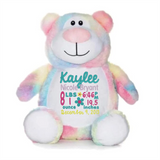 Cubbies™ Pastel Rainbow Bear Stuffie with Custom Embroidery
