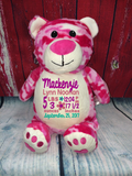 Pink Camouflage Bear Stuffie with Custom Embroidery