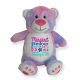 Little Elska Pink Tie-Dye Bear Stuffie with Custom Embroidery
