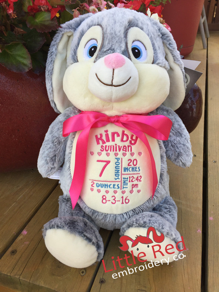 Cubbies™ Grey Bunny Stuffie with Custom Embroidery