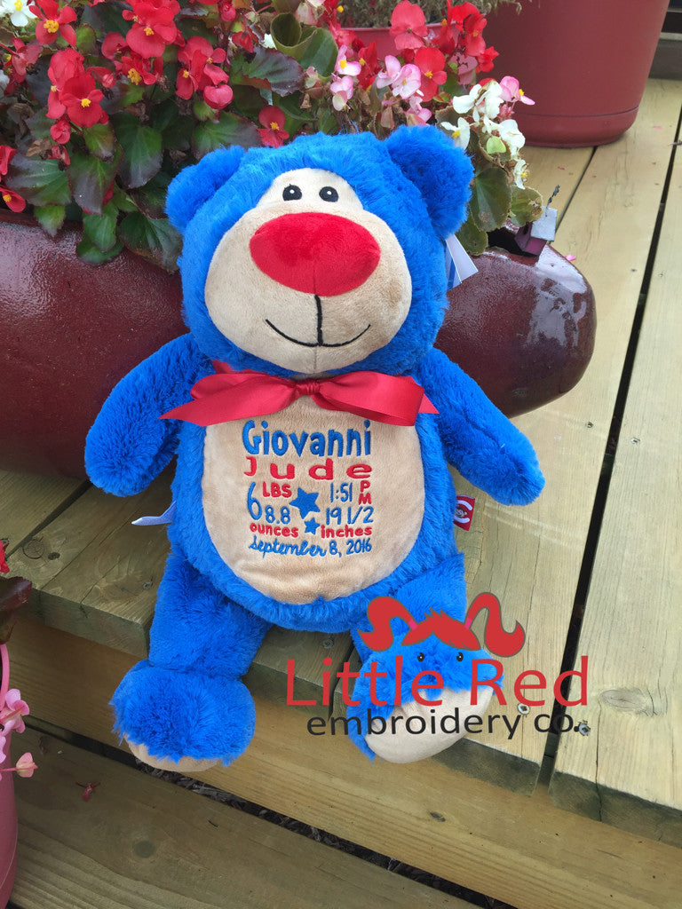 Cubbies™ Royal Blue Bear Stuffie with Custom Embroidery
