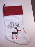 White Reindeer with Scarf Christmas Stocking