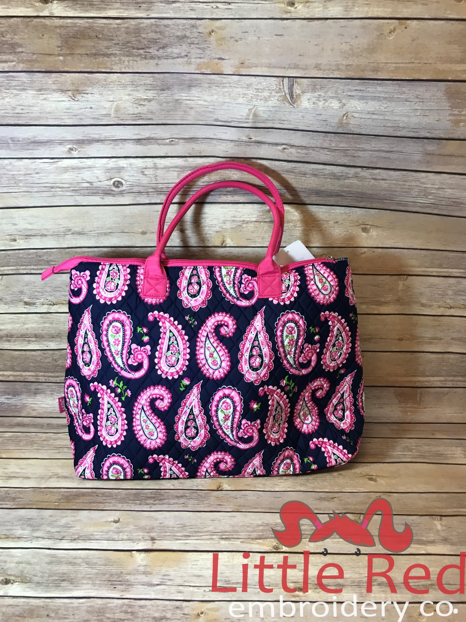 Pink Paisley Print Large Shoulder Tote Bag