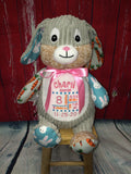 Cubbies™ Harlequin Carrot Print Bunny Stuffie with Custom Embroidery