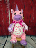 Cubbies™ Harlequin Pink Unicorn Stuffie with Custom Embroidery