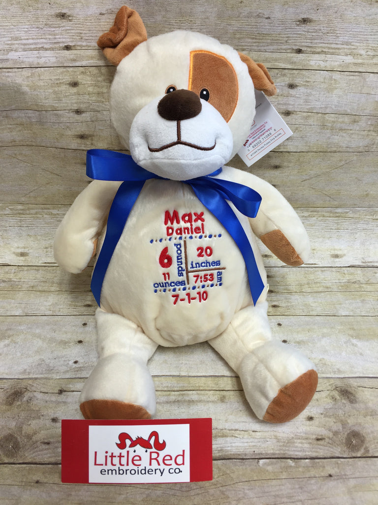 Embroider Buddy Pauley Puppy Stuffie with Custom Embroidery