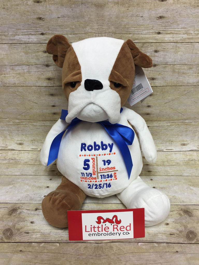 Embroider Buddy Bulldog Stuffie with Custom Embroidery
