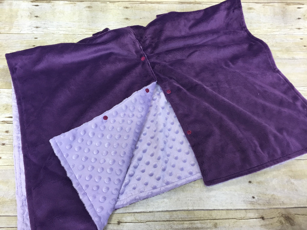 Super soft minky car seat canopy cover - dark purple/light purple can be personalized with baby's name!