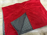 Super soft minky car seat canopy cover - red/grey can be personalized with baby's name!
