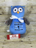 Cubbies™ Blue/Grey Owl Stuffie with Custom Embroidery