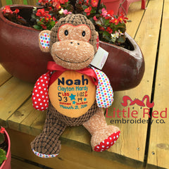 Cubbies™ Harlequin Brown Monkey Stuffie with Custom Embroidery