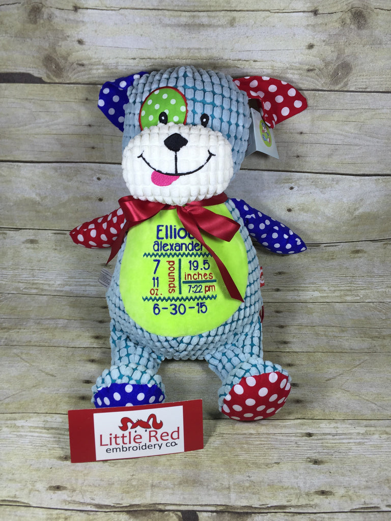Cubbies™ Harlequin Bone Print Dog Stuffie with Custom Embroidery