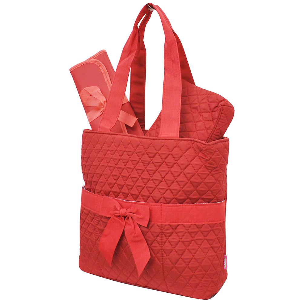Red Quilted Diaper Bag