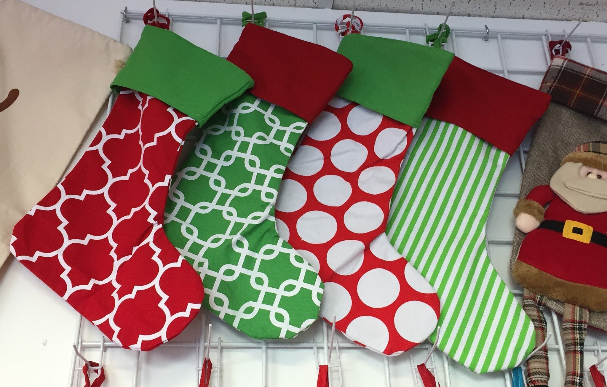 Canvas Christmas Stockings - your choice of pattern, custom embroidered with name at top!
