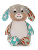 Cubbies™ Harlequin Carrot Print Bunny Stuffie with Custom Embroidery