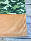 Orange Minky Smooth & Camo Print Minky Blanket