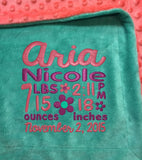 Mint Green Minky Smooth & Coral Minky Dot Blanket