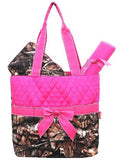 Hot Pink & Camo Quilted Diaper Bag