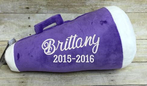 Purple Megaphone Pillow Stuffie with Custom Embroidery